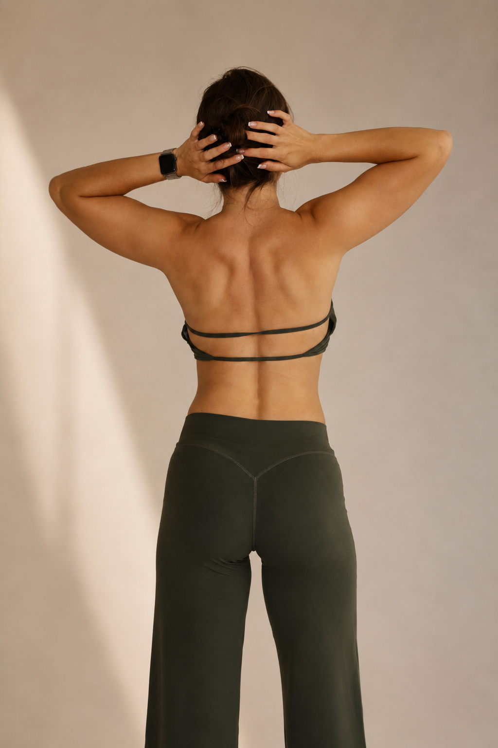 Deep Green Strappy Back Set | Bandeau Top + Wide Leg Pants | KLYNE