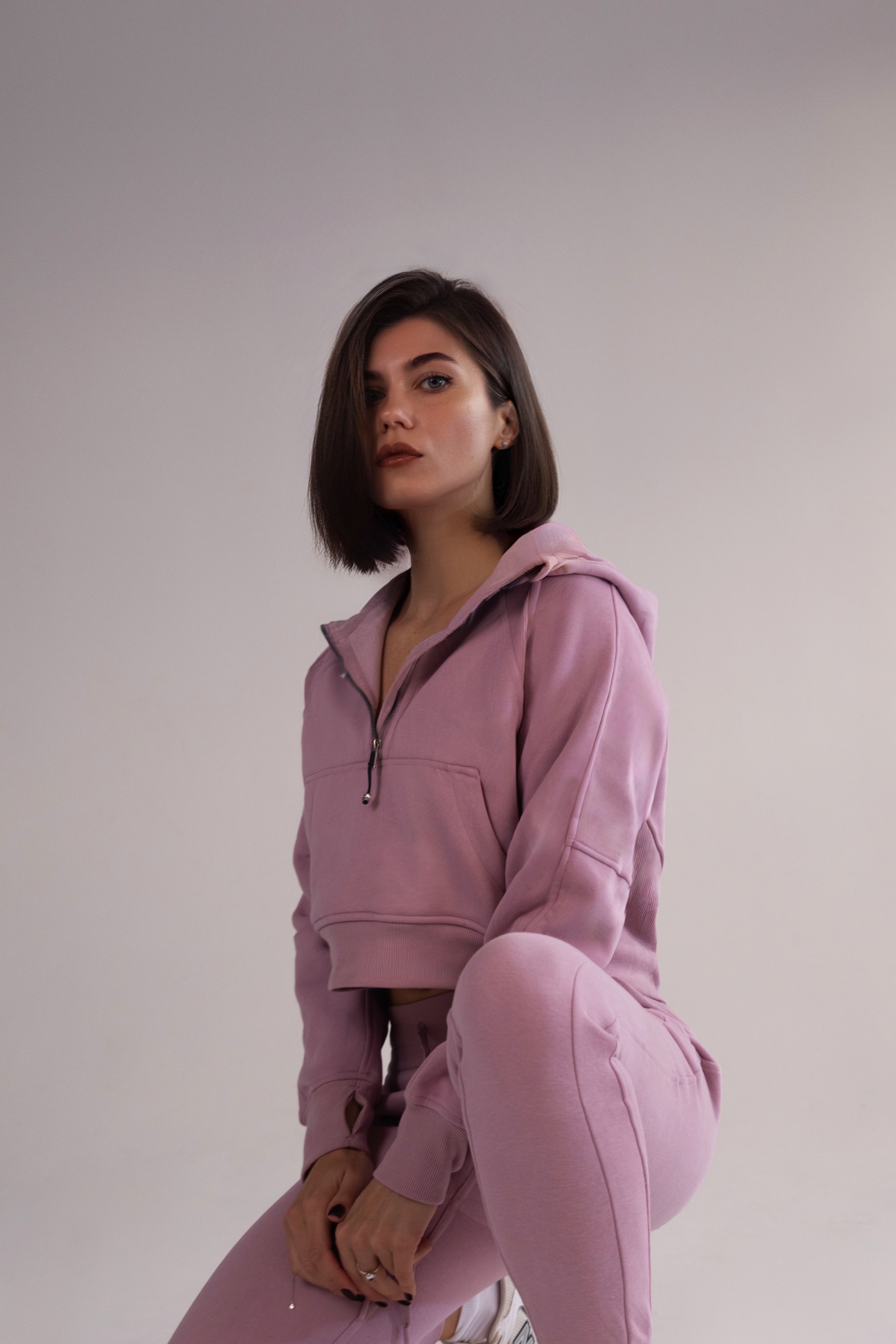 Cropped Half-Zip Hoodie