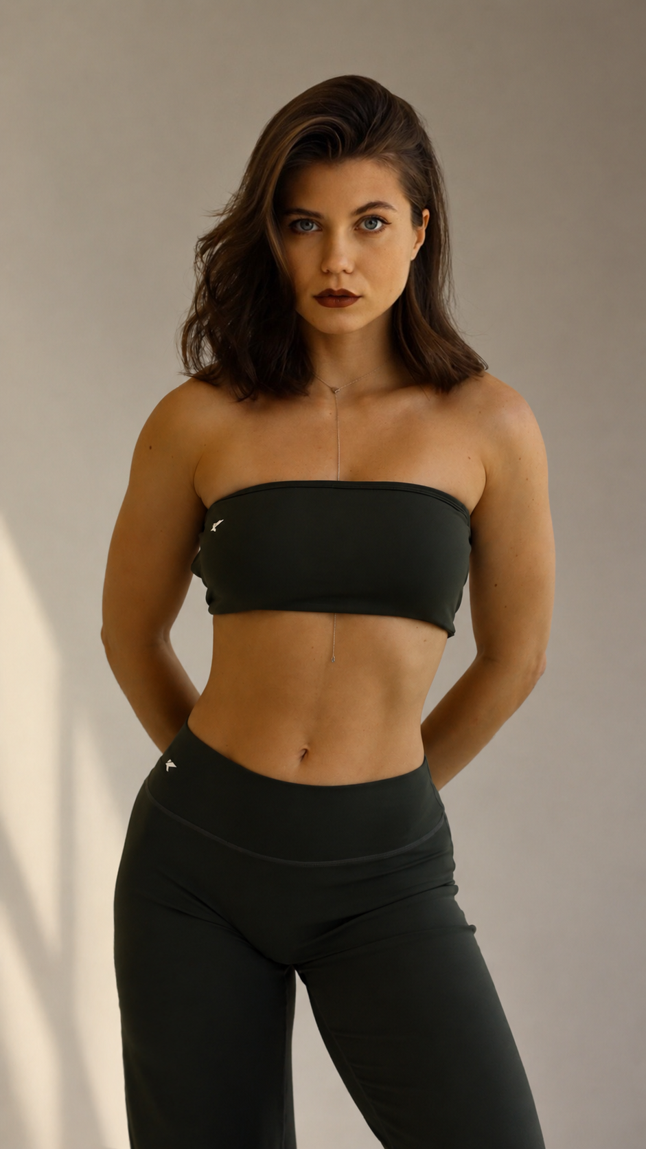 Deep Green Strappy Back Set | Bandeau Top + Wide Leg Pants | KLYNE