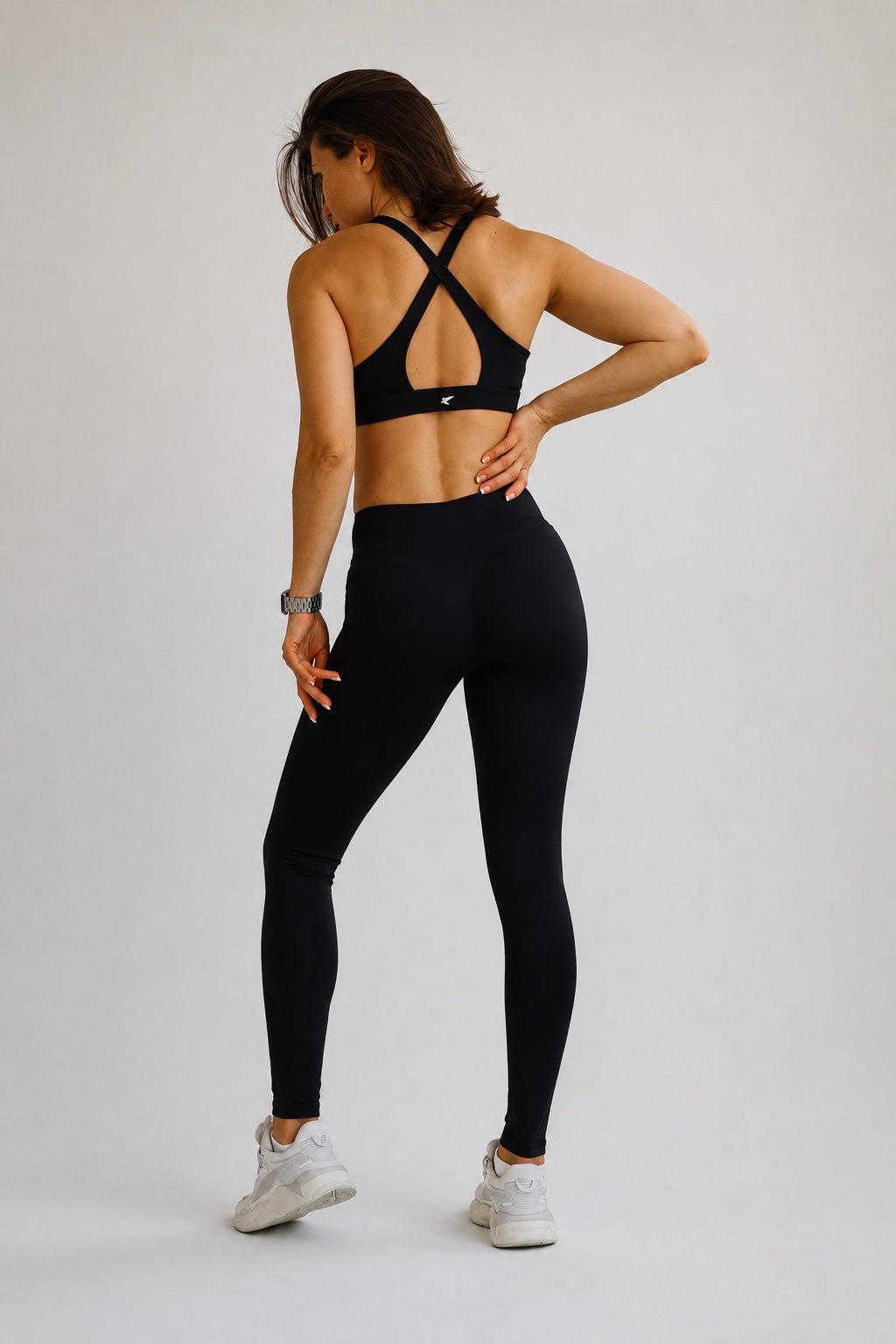 Black Cross-Back Activewear Set | Sports Bra + High-Waisted Leggings | KLYNE - KLYNE