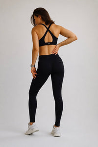 Black Cross-Back Activewear Set | Sports Bra + High-Waisted Leggings | KLYNE - KLYNE