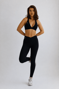 Black Cross-Back Activewear Set | Sports Bra + High-Waisted Leggings | KLYNE - KLYNE