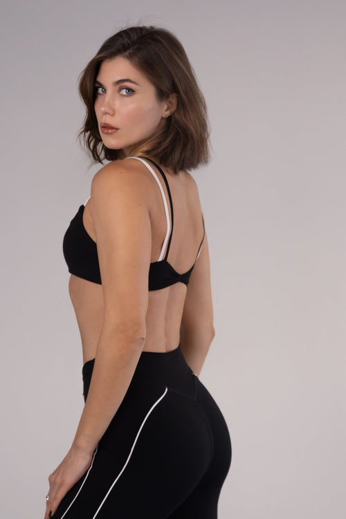 Black & White Contrast Strap Set | KLYNE Activewear - KLYNE