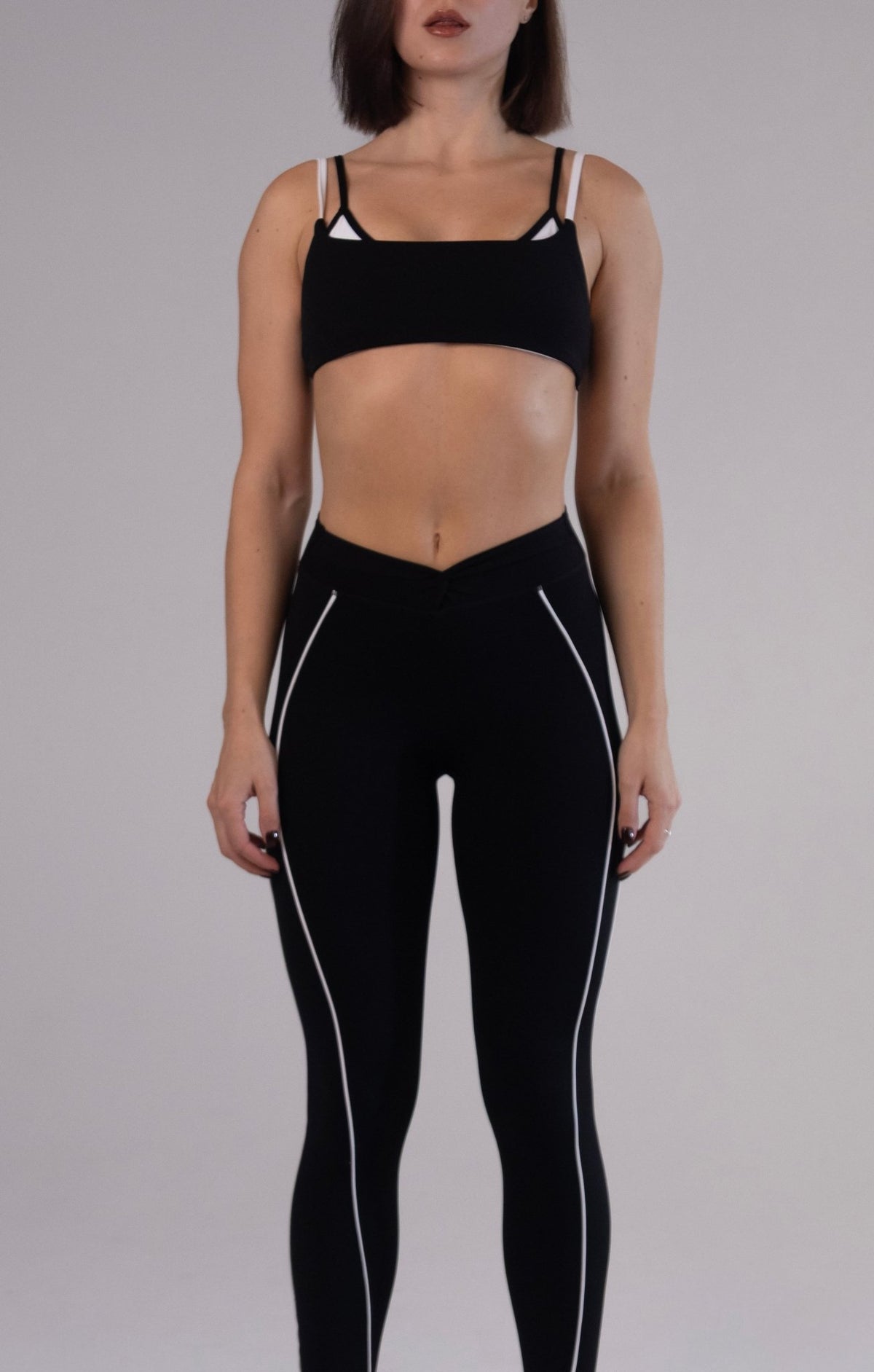 Black & White Contrast Strap Set | KLYNE Activewear - KLYNE
