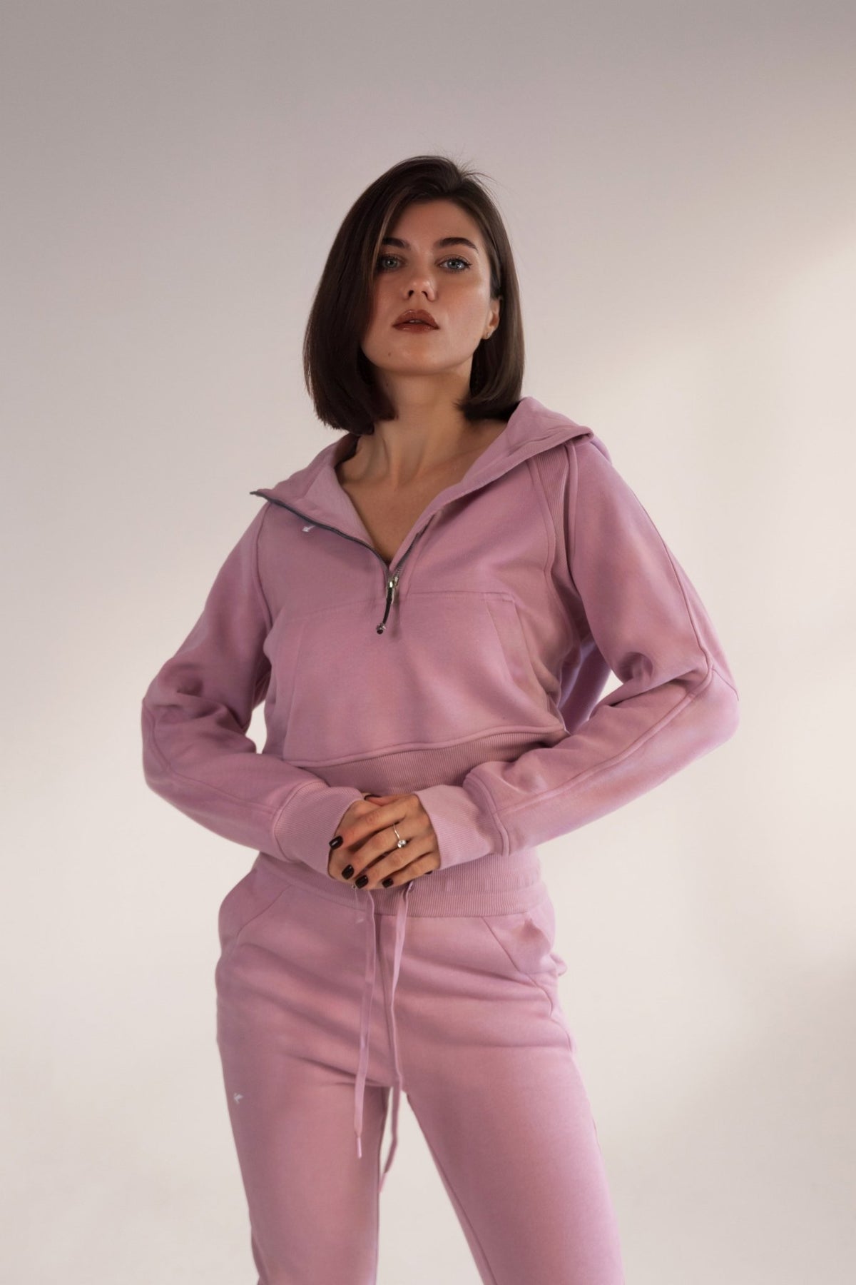 Cropped Half-Zip Hoodie - KLYNE