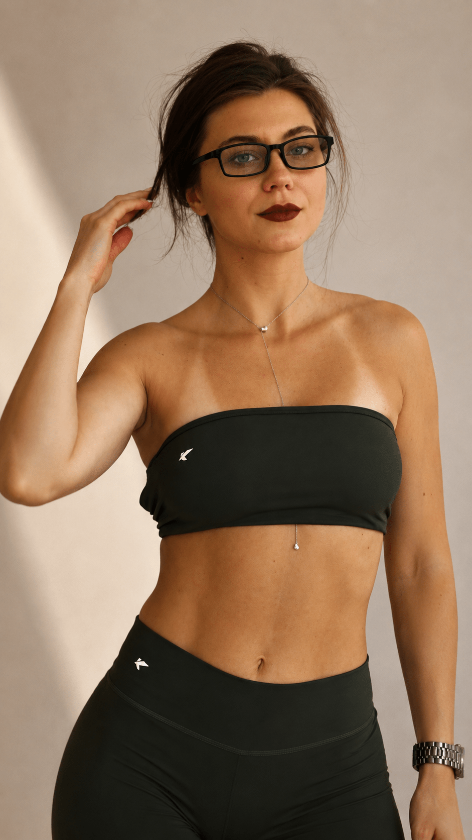 Deep Green Strappy Back Set | Bandeau Top + Wide Leg Pants | KLYNE - KLYNE