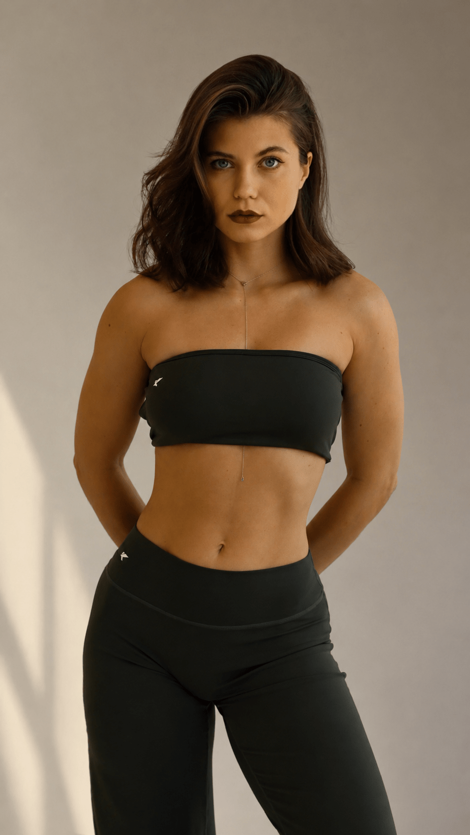 Deep Green Strappy Back Set | Bandeau Top + Wide Leg Pants | KLYNE - KLYNE