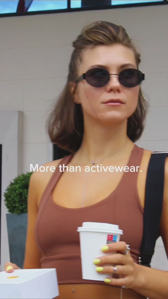 Brown Gym Set Women Cross Back Sports Bra High Waisted Leggings | Chocolate Workout Clothes