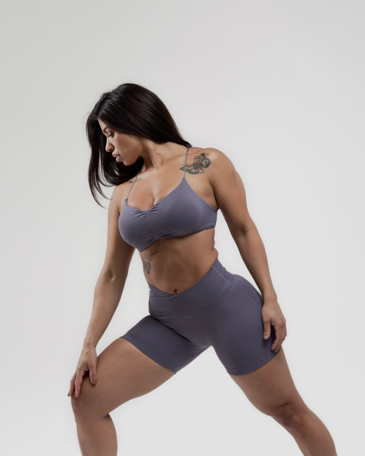 Ribbed Activewear Set | Scrunch Sports Bra + High-Waisted Bike Shorts | KLYNE - KLYNE