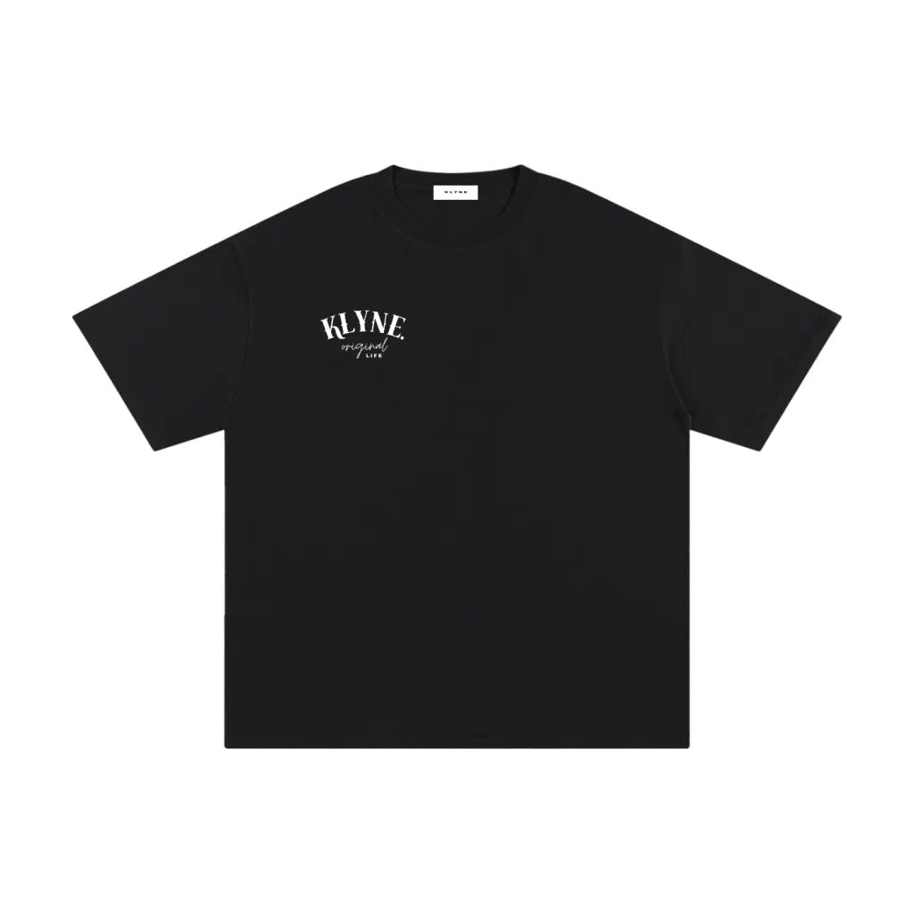 Women's Black T-Shirt 100% Cotton Oversized Fit Small Logo | Premium Basic Crew Neck Tee - KLYNE