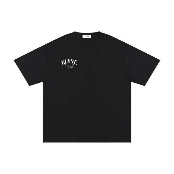 Women's Black T-Shirt 100% Cotton Oversized Fit Small Logo | Premium Basic Crew Neck Tee - KLYNE