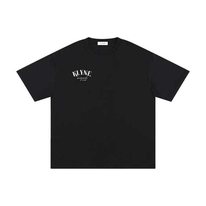Women's Black T-Shirt 100% Cotton Oversized Fit Small Logo | Premium Basic Crew Neck Tee - KLYNE