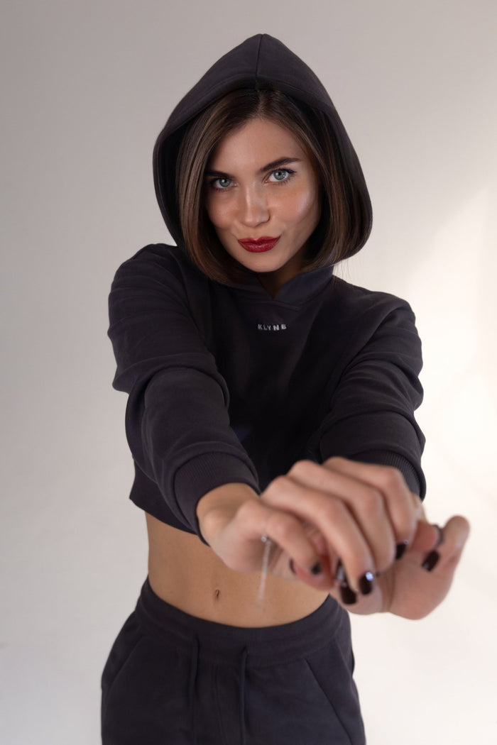 Women's Cropped Hoodie Oversized Fit Pullover Sweatshirt | Loose Athleisure Hoodie - KLYNE