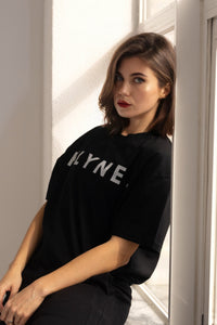 Women's Oversized Logo T-Shirt 100% Cotton | KLYNE Relaxed Fit Tee Dropped Shoulder - KLYNE