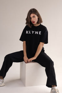 Women's Oversized Logo T-Shirt 100% Cotton | KLYNE Relaxed Fit Tee Dropped Shoulder - KLYNE
