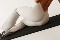 Women's Sand Beige Gym Jumpsuit - KLYNE Sculpt Bodysuit | Seamless Activewear Unitard - KLYNE